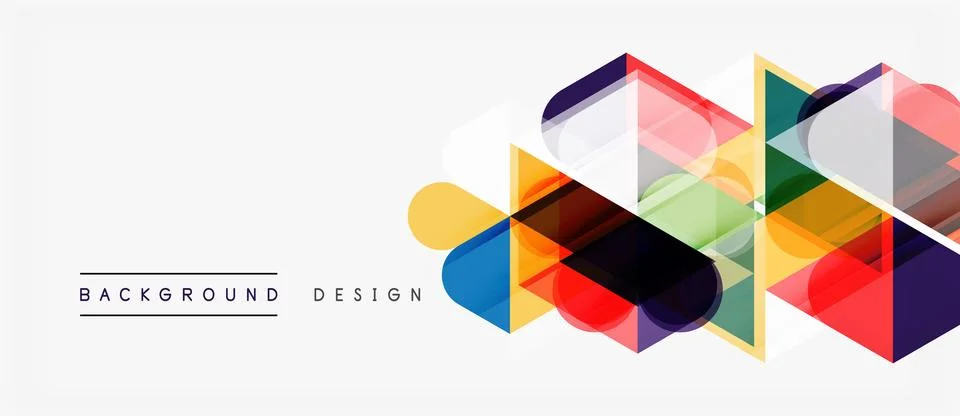 Abstract geometric shapes overlap, creating vibrant colorful design. Modern Illustrazione stock