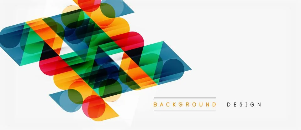 Abstract geometric shapes overlap, creating vibrant colorful design. Modern 스톡 일러스트
