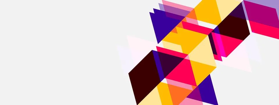 Abstract geometric shapes overlap, creating vibrant color blocks. Design 库存插图