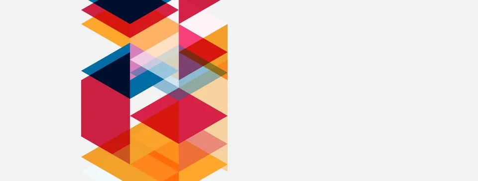 Abstract geometric shapes overlap, creating colorful patterns. Warm tones Stock Illustration