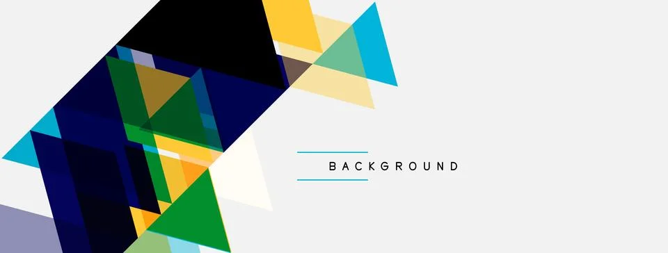 Abstract geometric shapes overlap, creating dynamic composition. Blue, green, Stock Illustration