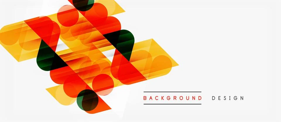 Abstract geometric shapes overlap, creating vibrant color composition. Orange Illustrazione stock