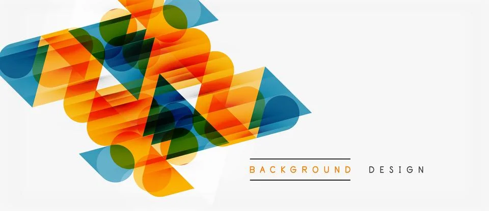 Abstract geometric shapes overlap, creating vibrant color transitions. Modern 库存插图