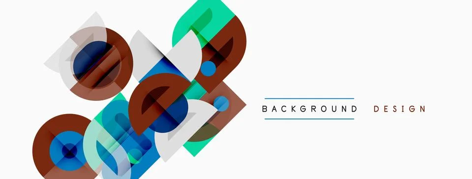 Abstract geometric shapes overlap, creating vibrant visual texture. Blue, red Stock Illustration