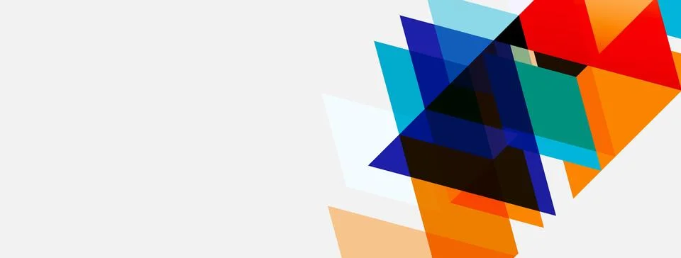 Abstract geometric shapes overlap, creating vibrant color blocks. Minimalist 库存插图