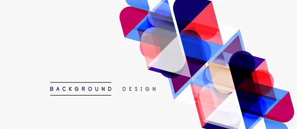 Abstract geometric shapes overlap, creating vibrant colorful design. White .. Illustrazione stock