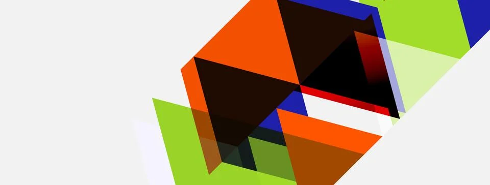 Abstract geometric shapes overlap, creating dynamic composition. Colors inclu 库存插图