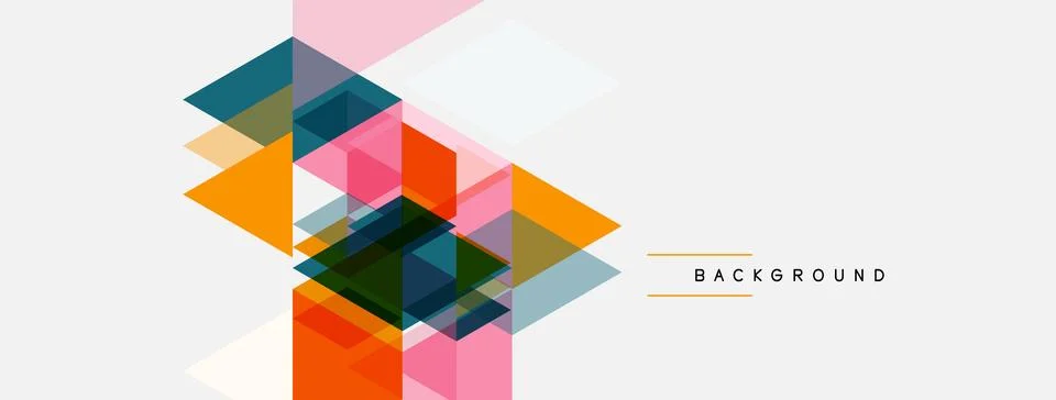 Abstract geometric shapes overlap, creating vibrant color blocks. Modern desi 库存插图