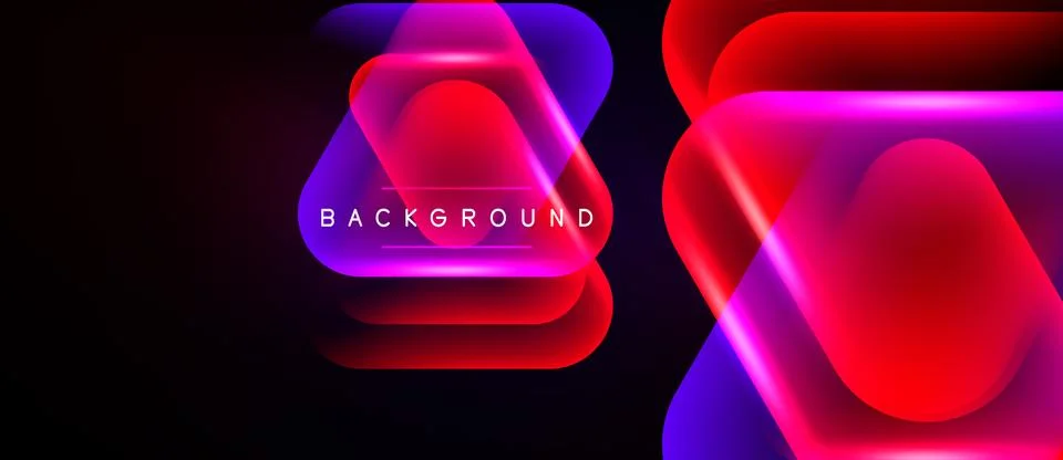 Abstract geometric shapes overlap, creating vibrant red, purple gradients on Stock Illustration