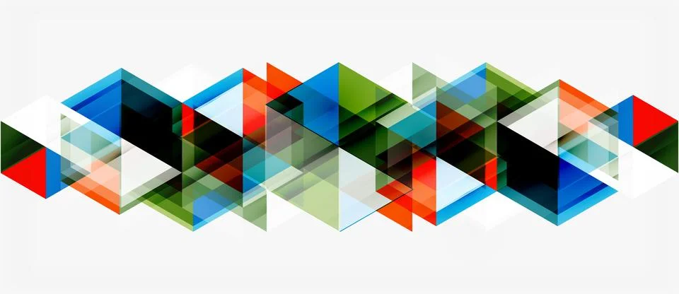 Abstract geometric shapes overlap, creating dynamic colorful pattern. Minim.. イラスト素材