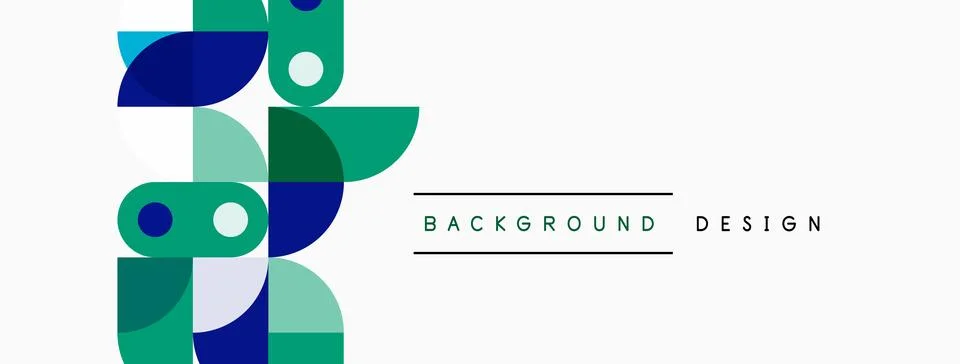 Abstract geometric shapes overlap, creating modern visual design. Blue, green Stock Illustration