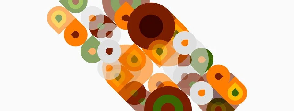 Abstract geometric shapes overlap, creating colorful pattern. Circles, square Stockillustratie