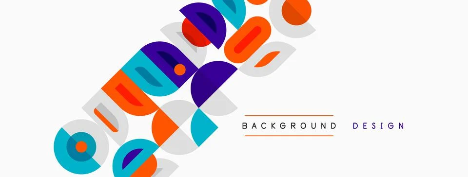 Abstract geometric shapes overlap, creating vibrant colorful background. Mode Illustrazione stock