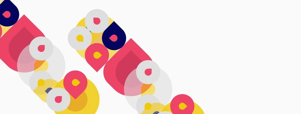 Abstract geometric shapes overlap, creating colorful diagonal pattern. Pink, Illustrazione stock