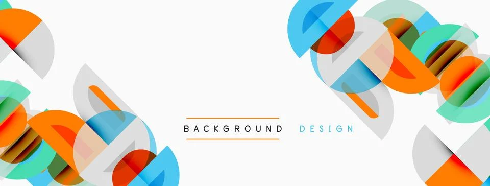 Abstract geometric shapes overlap, creating modern banner design. Colors in.. 库存插图