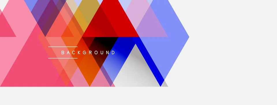 Abstract geometric shapes overlap, creating vibrant colorful background. Whit 库存插图