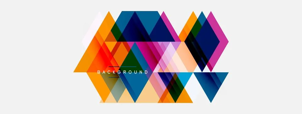 Abstract geometric shapes overlap, creating vibrant colorful design. Triangle 스톡 일러스트