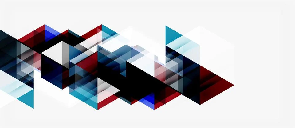 Abstract geometric shapes overlap, creating dynamic visual texture. Blue, red Stock Illustration