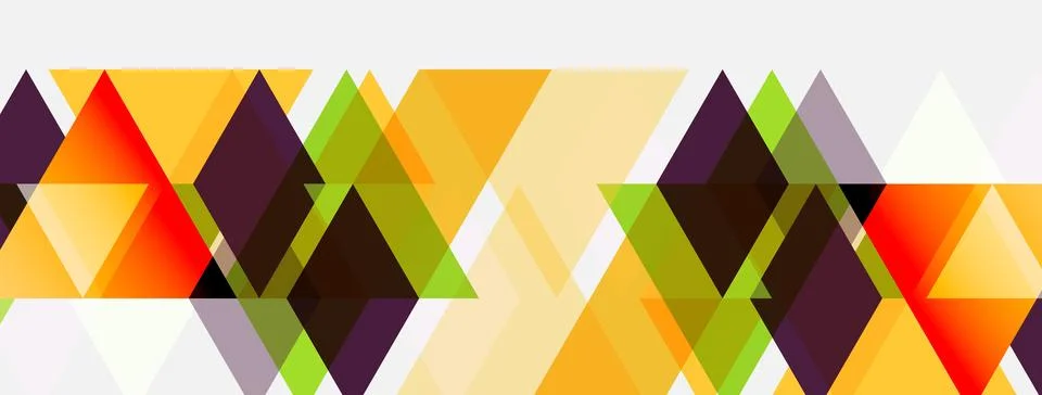 Abstract geometric shapes overlap, creating vibrant pattern. Orange, green, Illustrazione stock