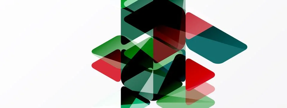 Abstract geometric shapes overlap, creating vibrant color blends. Red, green, 스톡 일러스트