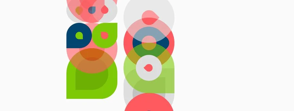 Abstract geometric shapes overlap, creating playful figures. Colors include.. Stock Illustration