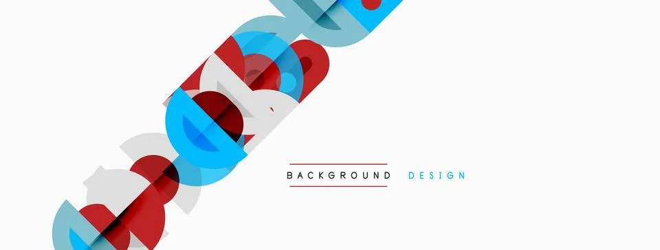 Abstract geometric shapes overlap, creating dynamic visual effect. Red, blue 스톡 일러스트