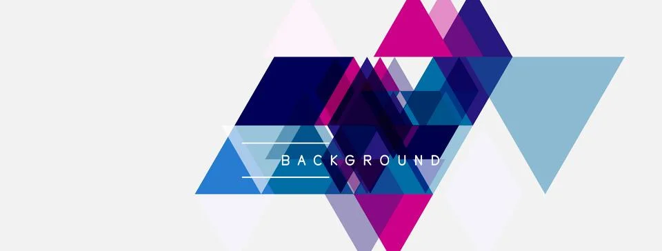 Abstract geometric shapes overlap, creating vibrant background. Pink, blue, Stock Illustration