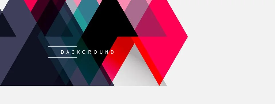 Abstract geometric shapes overlap, creating vibrant color gradients. White .. Stock Illustration