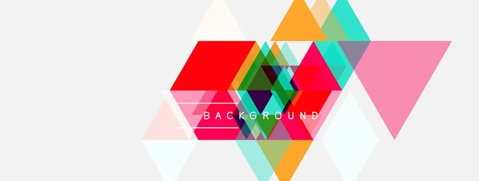 Abstract geometric shapes overlap, creating vibrant colorful background. Mode Stock Illustration