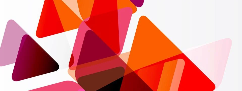 Abstract geometric shapes overlap, creating vibrant red, orange, pink tones. 스톡 일러스트