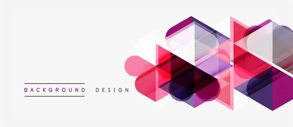 Abstract geometric shapes overlap, creating vibrant pink, purple hues. Modern Illustrazione stock