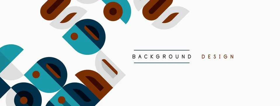 Abstract geometric shapes overlap, creating modern background. Colors include Stock Illustration
