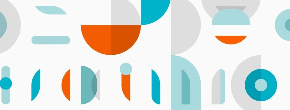 Abstract geometric shapes overlap, creating playful pattern. Colors include.. 스톡 일러스트