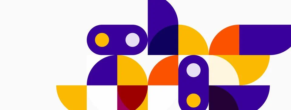 Abstract geometric shapes overlap, creating playful composition. Colors inclu 스톡 일러스트