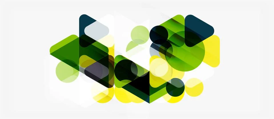 Abstract geometric shapes overlap, creating vibrant color gradients. Design Illustrazione stock