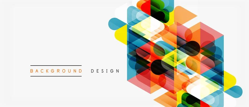 Abstract geometric shapes overlap creating vibrant colorful design. Modern 스톡 일러스트