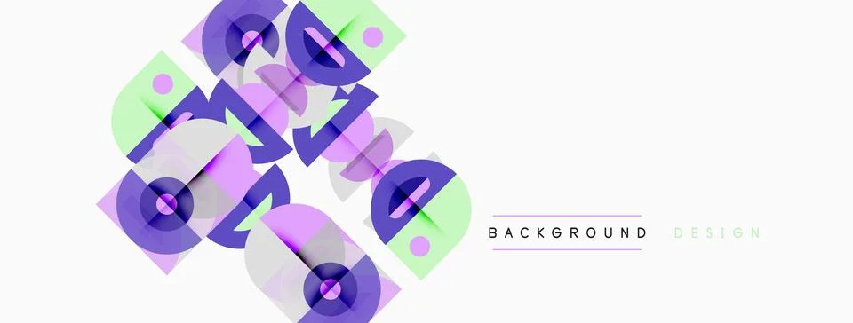 Abstract geometric shapes overlap, creating layered visual effect. Light pu.. Stock Illustration