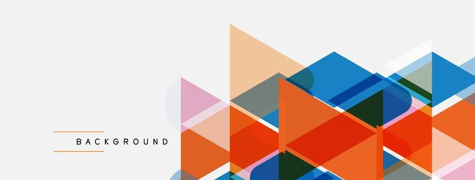 Abstract geometric shapes overlap, creating vibrant color blocks. Minimalist Illustrazione stock