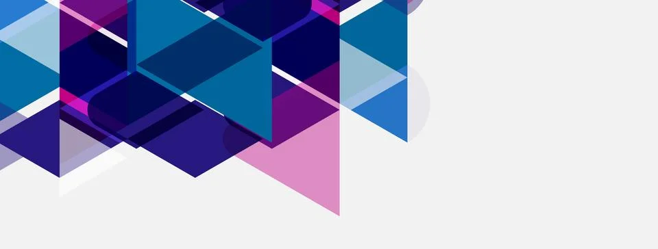 Abstract geometric shapes overlap, creating dynamic visual effect. Blues, Stock-Illustration