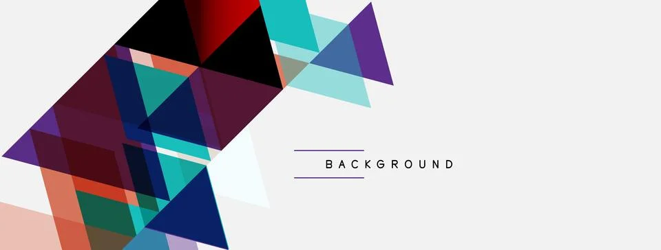 Abstract geometric shapes overlap, creating vibrant colorful background. Illustrazione stock