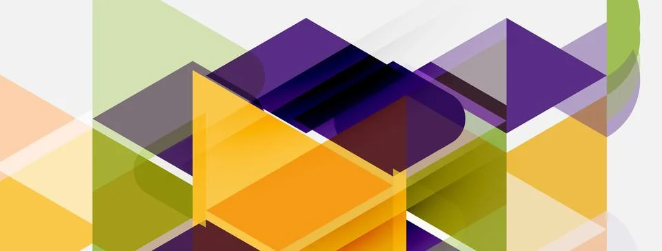 Abstract geometric shapes overlap, creating vibrant color blocks. Composition Illustrazione stock