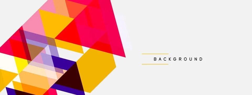 Abstract geometric shapes overlap, creating vibrant colorful composition. Whi Stock Illustration