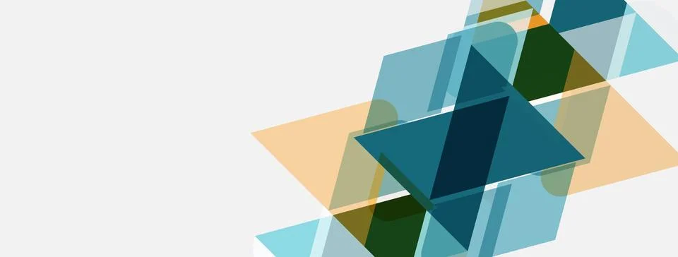 Abstract geometric shapes overlap, creating layered visual effect. Light colo Stock Illustration