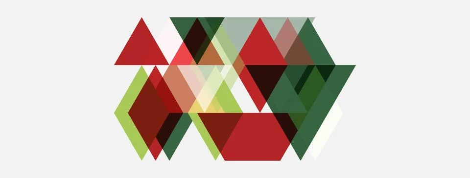 Abstract geometric shapes overlap, creating dynamic composition. Red, green, Stock Illustration