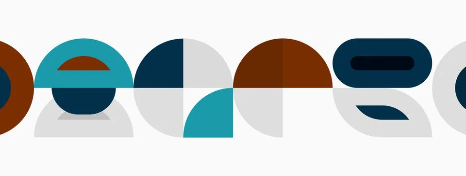 Abstract geometric shapes overlap, creating midcentury modern pattern. Teal, Stock Illustration