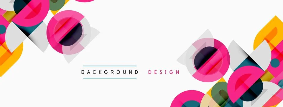 Abstract geometric shapes overlap, creating vibrant colorful background. Mode Illustrazione stock