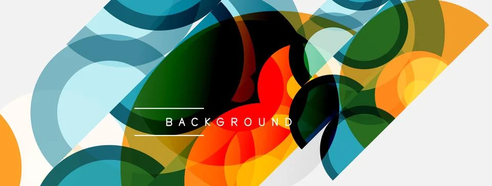 Abstract geometric shapes overlap, creating vibrant colorful background. Mode Illustrazione stock