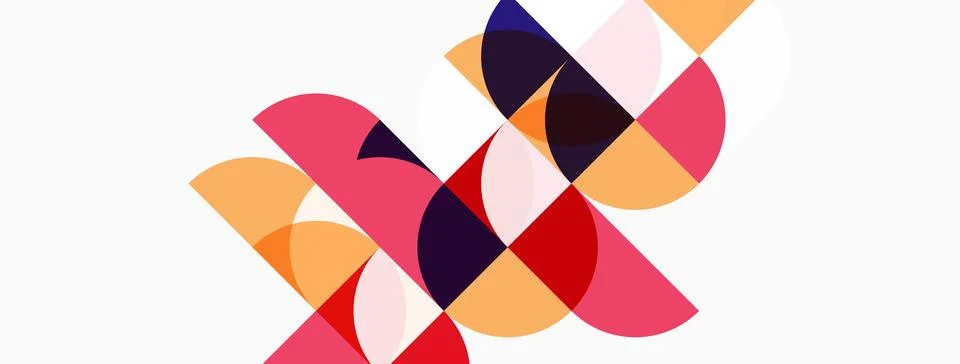 Abstract geometric shapes overlap, creating vibrant composition. Pink, orange Stock Illustration