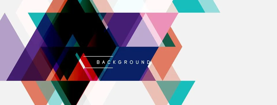 Abstract geometric shapes overlap, creating vibrant colorful background. Desi Stock Illustration