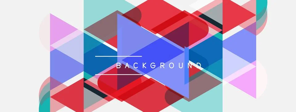Abstract geometric shapes overlap, creating vibrant color blocks. Text reads Stock Illustration
